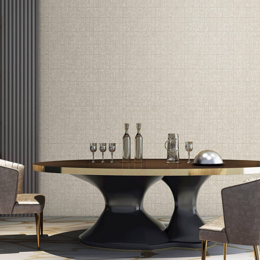 Luxury Gray Geometric Textured Wallpaper, Premium Non-Woven Wall Covering, 41.7"W x 398"H, Washable Removable for Living Room