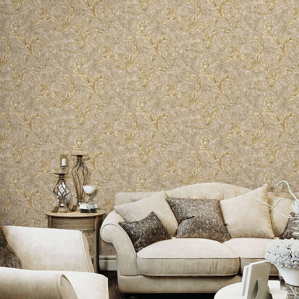 Luxury Beige Textured Embossed 3D Embossed Wallpaper, Premium Non-Woven Wall Covering, 41.7"W x 398"H, Washable Removable for