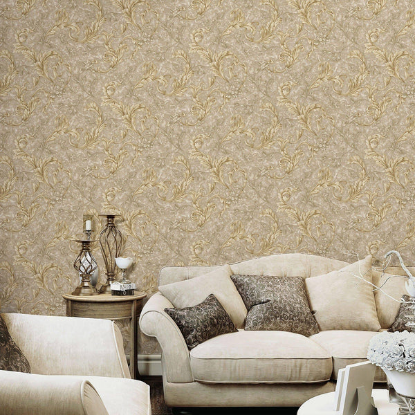 Luxury Beige Textured Embossed 3D Embossed Wallpaper, Premium Non-Woven Wall Covering, 41.7"W x 398"H, Washable Removable for