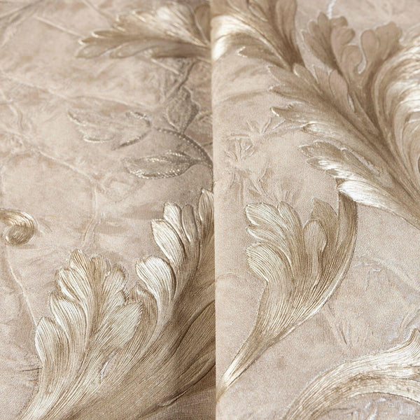 Luxury Beige Textured Embossed 3D Embossed Wallpaper, Premium Non-Woven Wall Covering, 41.7"W x 398"H, Washable Removable for