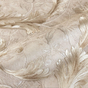 Luxury Beige Textured Embossed 3D Embossed Wallpaper, Premium Non-Woven Wall Covering, 41.7"W x 398"H, Washable Removable for
