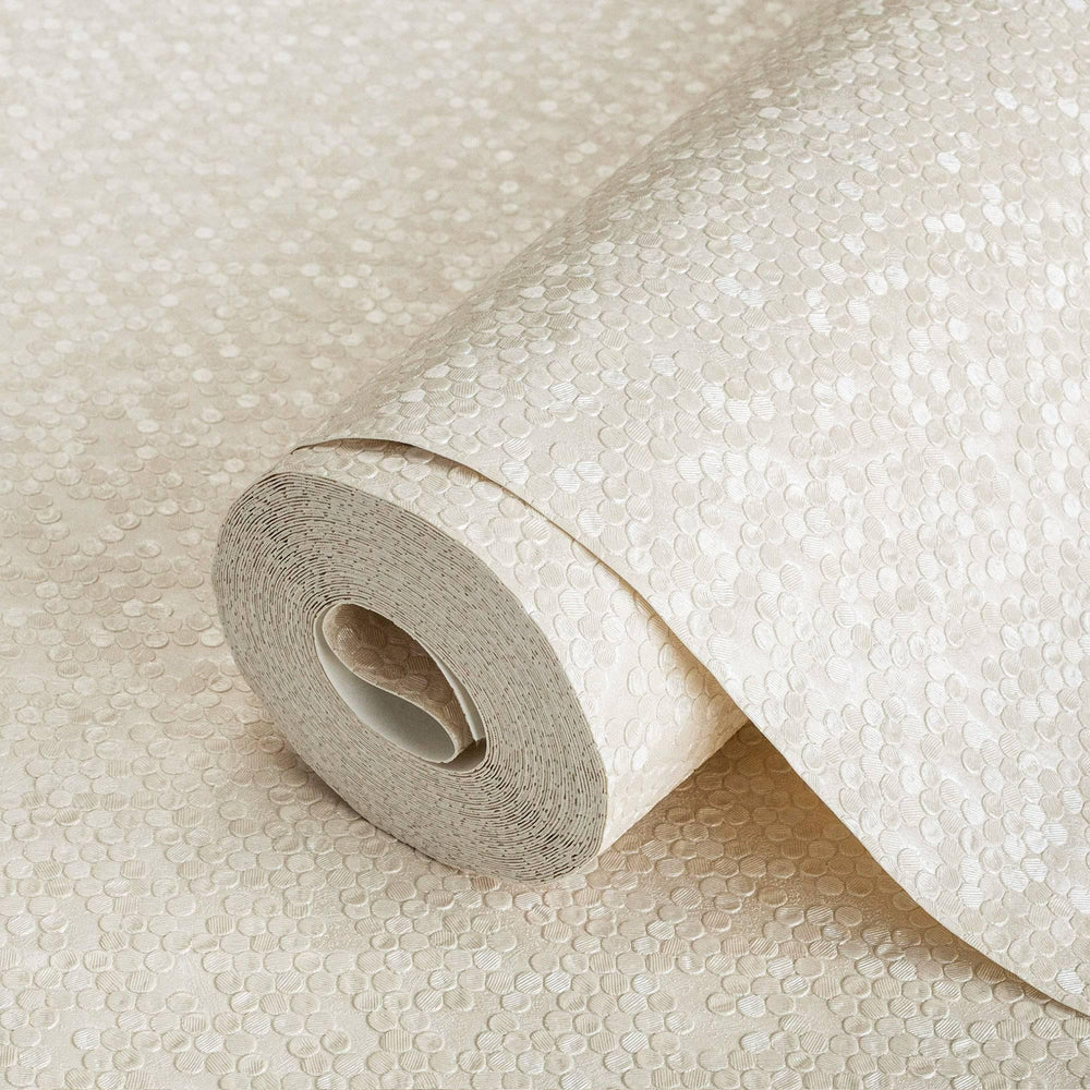 Luxury Beige Textured Embossed 3D Embossed Wallpaper, Premium Non-Woven Wall Covering, 41.7"W x 398"H, Washable Removable for