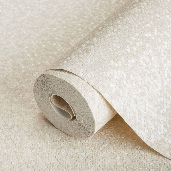 Luxury Beige Textured Embossed 3D Embossed Wallpaper, Premium Non-Woven Wall Covering, 41.7"W x 398"H, Washable Removable for