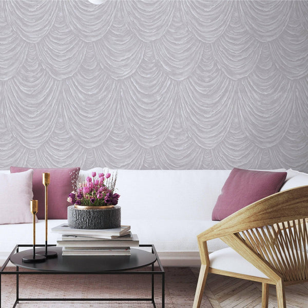 Luxury Silver Textured Embossed 3D Embossed Wallpaper, Premium Non-Woven Wall Covering, 41.7"W x 398"H, Washable Removable fo