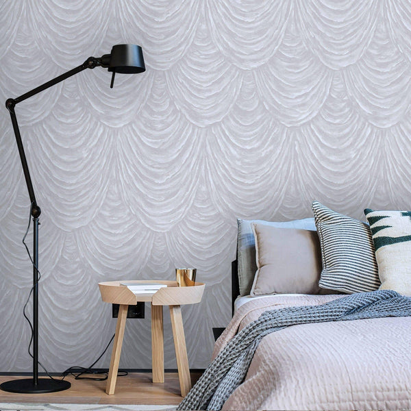 Luxury Silver Textured Embossed 3D Embossed Wallpaper, Premium Non-Woven Wall Covering, 41.7"W x 398"H, Washable Removable fo