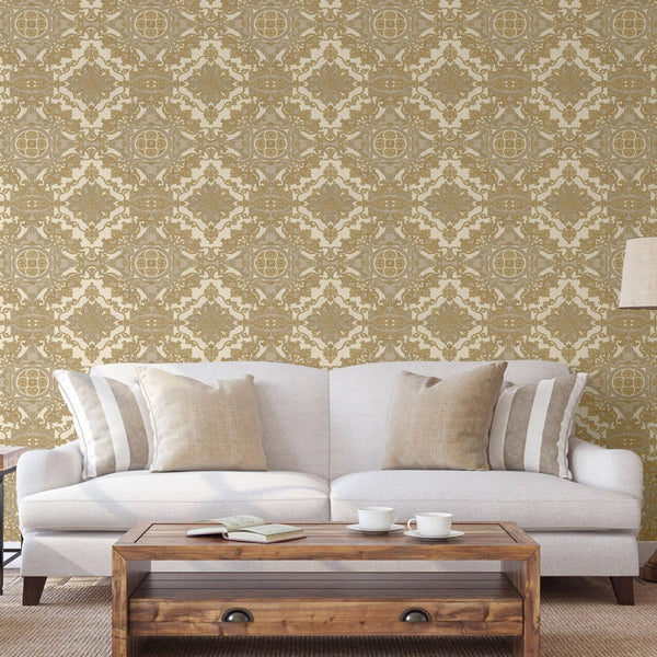 Luxury Cream Damask Embossed 3D Embossed Wallpaper, Premium Non-Woven Wall Covering, 41.7"W x 398"H, Washable Removable for L