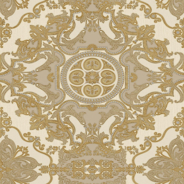 Luxury Cream Damask Embossed 3D Embossed Wallpaper, Premium Non-Woven Wall Covering, 41.7"W x 398"H, Washable Removable for L