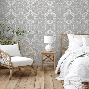 Luxury Gray Damask Embossed 3D Embossed Wallpaper, Premium Non-Woven Wall Covering, 41.7"W x 398"H, Washable Removable for Li