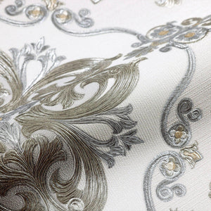 Luxury Silver Damask Embossed 3D Embossed Wallpaper, Premium Non-Woven Wall Covering, 41.7"W x 398"H, Washable Removable for 