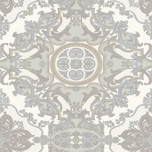 Luxury Silver Damask Embossed 3D Embossed Wallpaper, Premium Non-Woven Wall Covering, 41.7"W x 398"H, Washable Removable for 