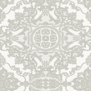 Luxury Silver Damask Embossed 3D Embossed Wallpaper, Premium Non-Woven Wall Covering, 41.7"W x 398"H, Washable Removable for 