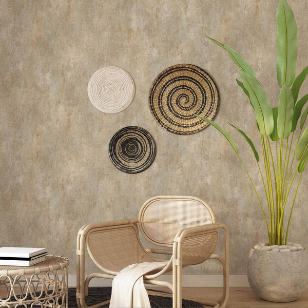 Luxury Beige Abstract Distressed Textured Wallpaper, Country Non-Woven Wall Covering, 41.7"W x 398"H, Washable Removable for 