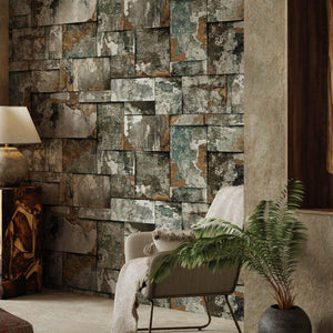 Luxury Beige Abstract Distressed Textured Wallpaper, Country Non-Woven Wall Covering, 41.7"W x 398"H, Washable Removable for 