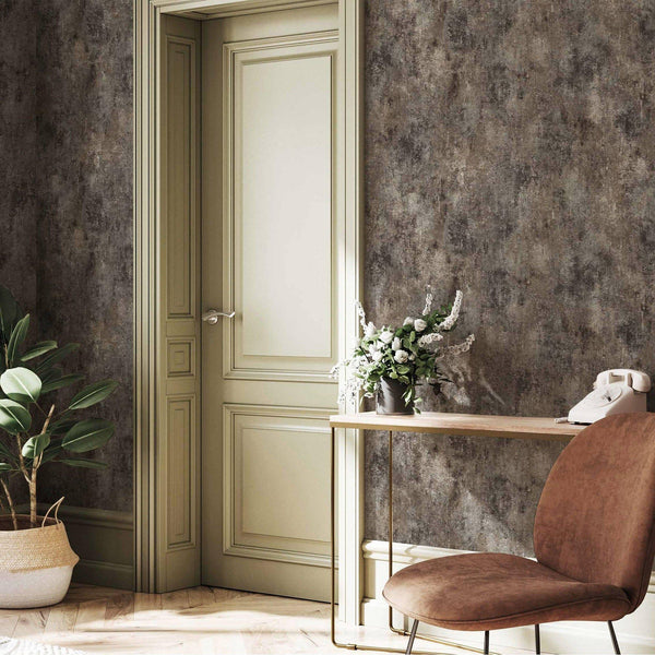 Luxury Gray Abstract Distressed Textured Wallpaper, Farmhouse Non-Woven Wall Covering, 41.7"W x 398"H, Washable Removable for