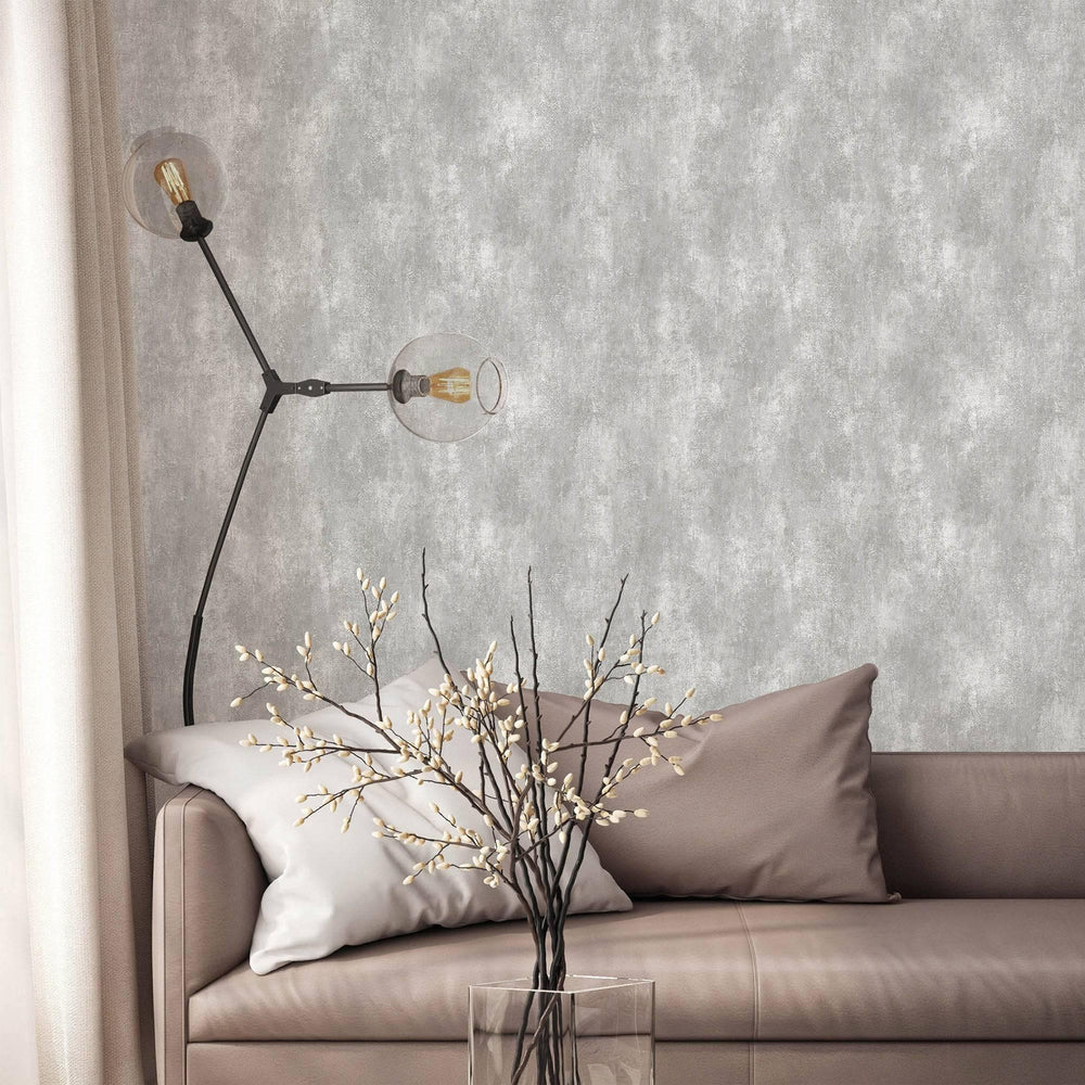 Luxury Gray Abstract Distressed Textured Wallpaper, Industrial Non-Woven Wall Covering, 41.7"W x 398"H, Washable Removable fo