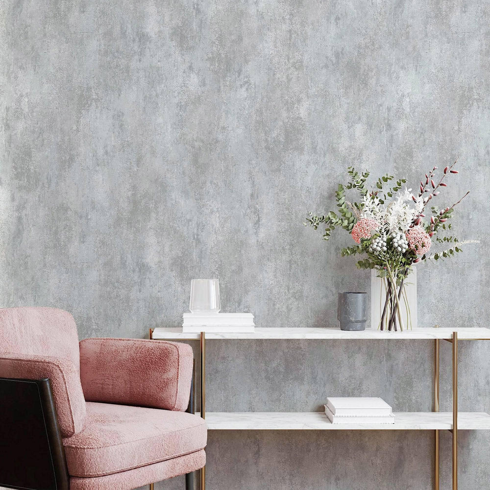 Luxury Gray Abstract Distressed Textured Wallpaper, Coastal Non-Woven Wall Covering, 41.7"W x 398"H, Washable Removable for L