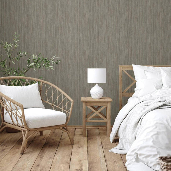 Luxury Brown Textured Embossed 3D Embossed Wallpaper, Farmhouse Non-Woven Wall Covering, 41.7"W x 398"H, Washable Removable f