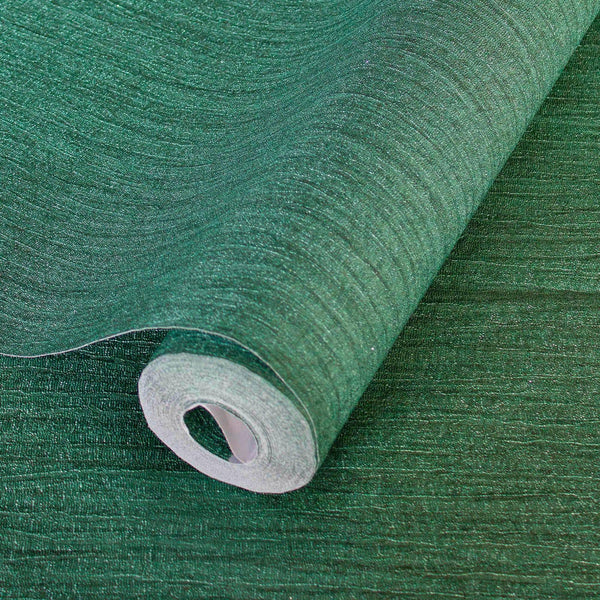 Luxury Green Textured Embossed 3D Embossed Wallpaper, Boho Non-Woven Wall Covering, 41.7"W x 398"H, Washable Removable for Li