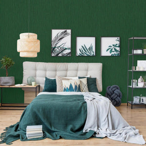 Luxury Green Textured Embossed 3D Embossed Wallpaper, Boho Non-Woven Wall Covering, 41.7"W x 398"H, Washable Removable for Li