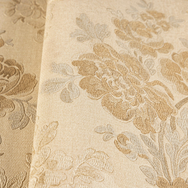 Luxury Yellow Floral Geometric Textured Wallpaper, Traditional Non-Woven Wall Covering, 41.7"W x 614"H, Washable Removable fo