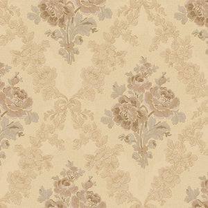 Luxury Yellow Floral Geometric Textured Wallpaper, Traditional Non-Woven Wall Covering, 41.7"W x 614"H, Washable Removable fo