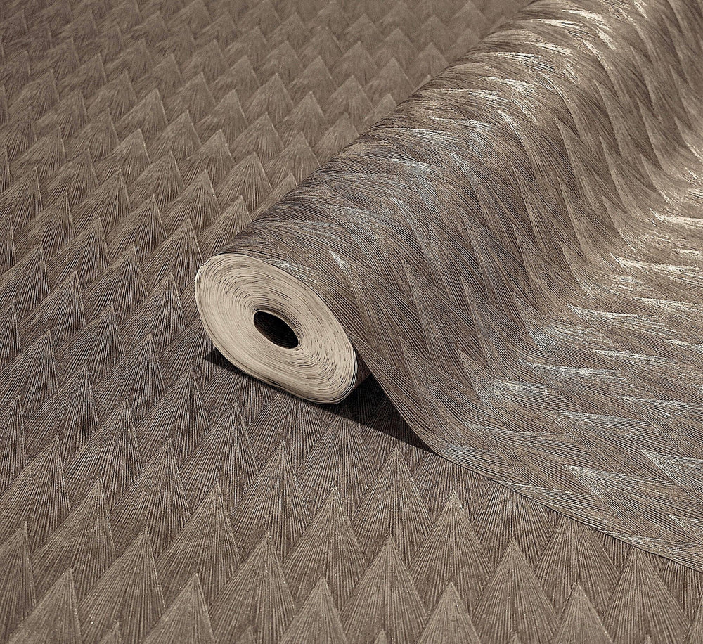 Luxury Brown Geometric Textured 3D Embossed Wallpaper, Country Non-Woven Wall Covering, 41.7"W x 614"H, Washable Removable fo