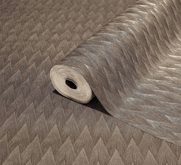 Luxury Brown Geometric Textured 3D Embossed Wallpaper, Country Non-Woven Wall Covering, 41.7"W x 614"H, Washable Removable fo