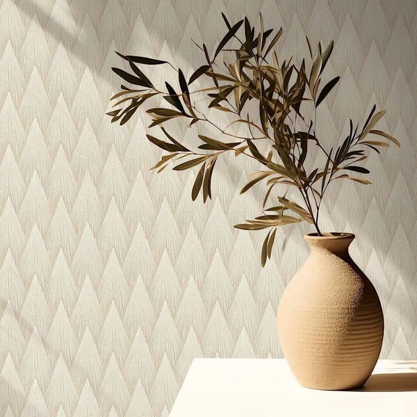 Luxury Ivory Geometric Textured 3D Embossed Wallpaper, Boho Non-Woven Wall Covering, 41.7"W x 614"H, Washable Removable for L
