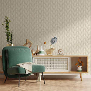 Luxury Ivory Geometric Textured 3D Embossed Wallpaper, Boho Non-Woven Wall Covering, 41.7"W x 614"H, Washable Removable for L