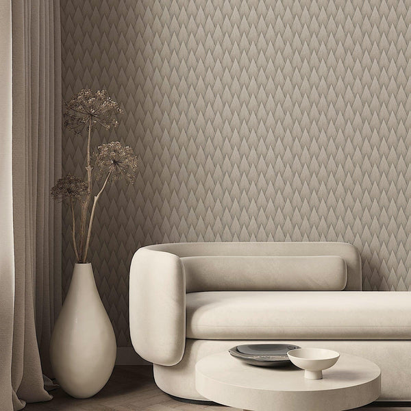 Luxury Beige Geometric Textured 3D Embossed Wallpaper, Premium Non-Woven Wall Covering, 41.7"W x 614"H, Washable Removable fo