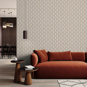 Luxury Beige Geometric Textured 3D Embossed Wallpaper, Premium Non-Woven Wall Covering, 41.7"W x 614"H, Washable Removable fo