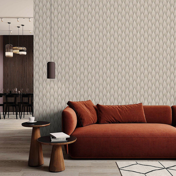 Luxury Beige Geometric Textured 3D Embossed Wallpaper, Premium Non-Woven Wall Covering, 41.7"W x 614"H, Washable Removable fo