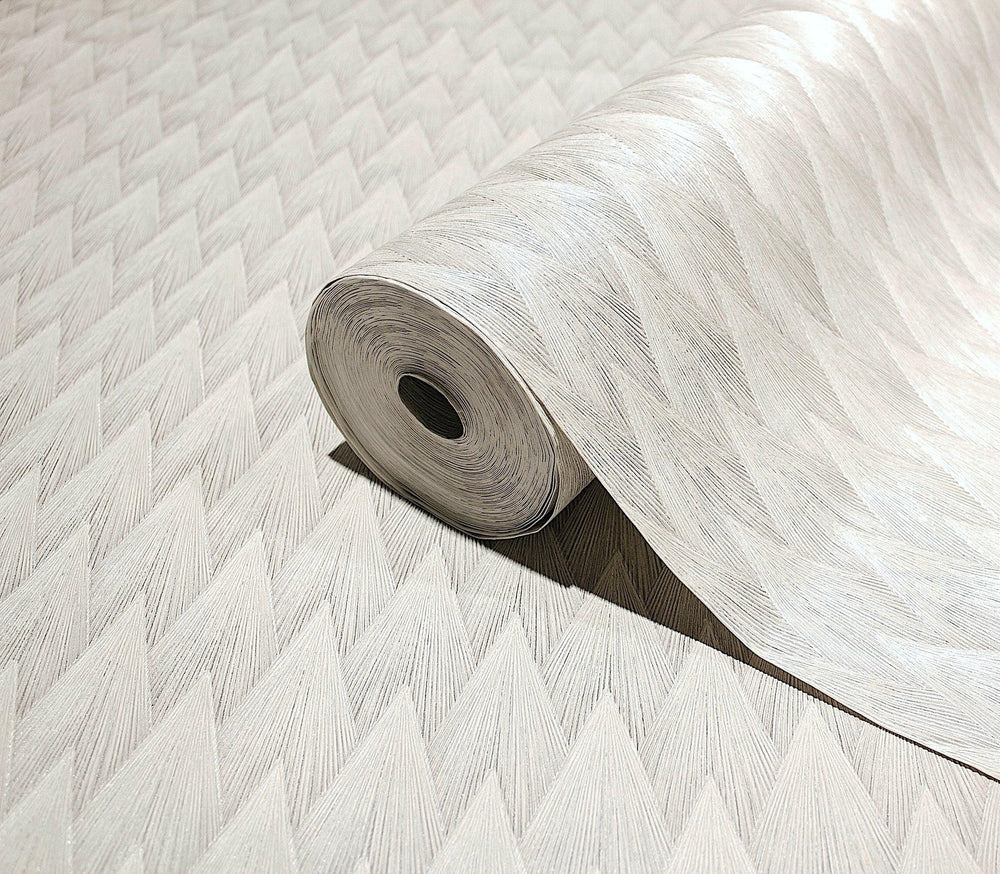 Luxury White Geometric Textured 3D Embossed Wallpaper, Boho Non-Woven Wall Covering, 41.7"W x 614"H, Washable Removable for L