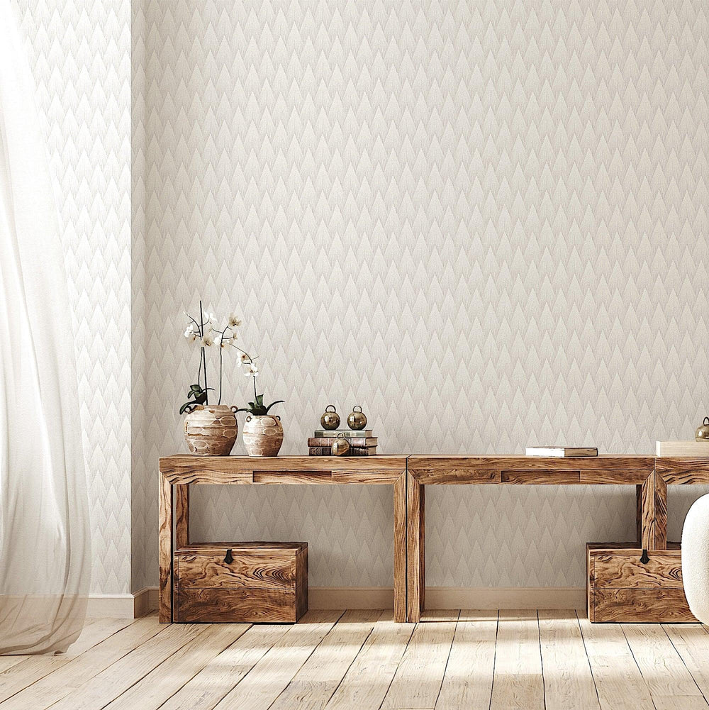 Luxury White Geometric Textured 3D Embossed Wallpaper, Boho Non-Woven Wall Covering, 41.7"W x 614"H, Washable Removable for L