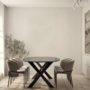 Luxury White Geometric Textured 3D Embossed Wallpaper, Boho Non-Woven Wall Covering, 41.7"W x 614"H, Washable Removable for L