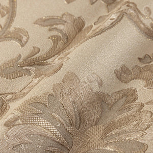 Luxury Beige Damask Textured 3D Embossed Wallpaper, Premium Non-Woven Wall Covering, 41.7"W x 398"H, Washable Removable for L