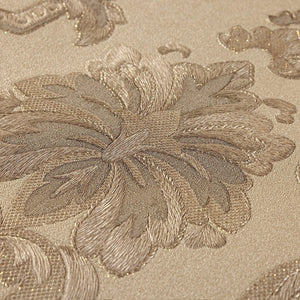 Luxury Beige Damask Textured 3D Embossed Wallpaper, Premium Non-Woven Wall Covering, 41.7"W x 398"H, Washable Removable for L
