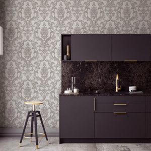 Luxury Gray Damask Textured 3D Embossed Wallpaper, Premium Non-Woven Wall Covering, 41.7"W x 398"H, Washable Removable for Li