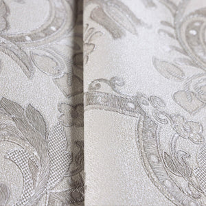 Luxury Gray Damask Textured 3D Embossed Wallpaper, Premium Non-Woven Wall Covering, 41.7"W x 398"H, Washable Removable for Li