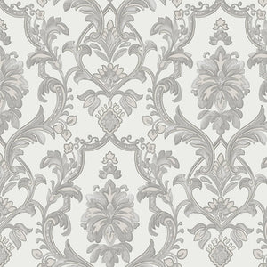 Luxury Gray Damask Textured 3D Embossed Wallpaper, Premium Non-Woven Wall Covering, 41.7"W x 398"H, Washable Removable for Li