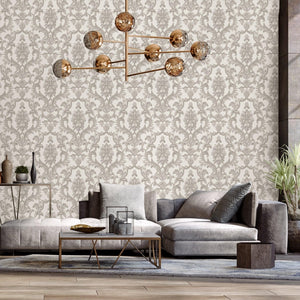 Luxury Gray Damask Textured 3D Embossed Wallpaper, Premium Non-Woven Wall Covering, 41.7"W x 398"H, Washable Removable for Li