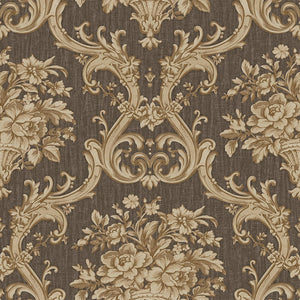 Luxury Brown Damask Textured 3D Embossed Wallpaper, Glam Non-Woven Wall Covering, 41.7"W x 398"H, Washable Removable for Livi