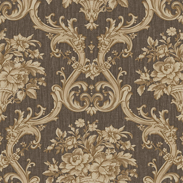 Luxury Brown Damask Textured 3D Embossed Wallpaper, Glam Non-Woven Wall Covering, 41.7"W x 398"H, Washable Removable for Livi