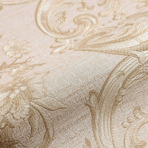 Luxury Cream Damask Textured 3D Embossed Wallpaper, Victorian Non-Woven Wall Covering, 41.7"W x 398"H, Washable Removable for