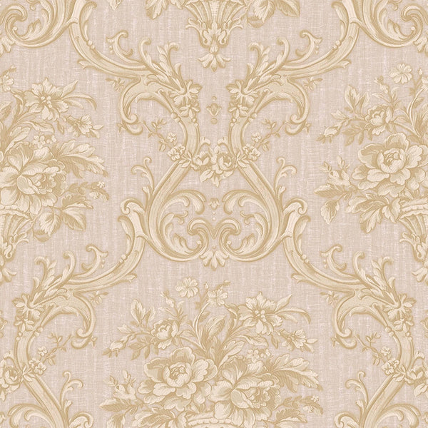 Luxury Cream Damask Textured 3D Embossed Wallpaper, Victorian Non-Woven Wall Covering, 41.7"W x 398"H, Washable Removable for