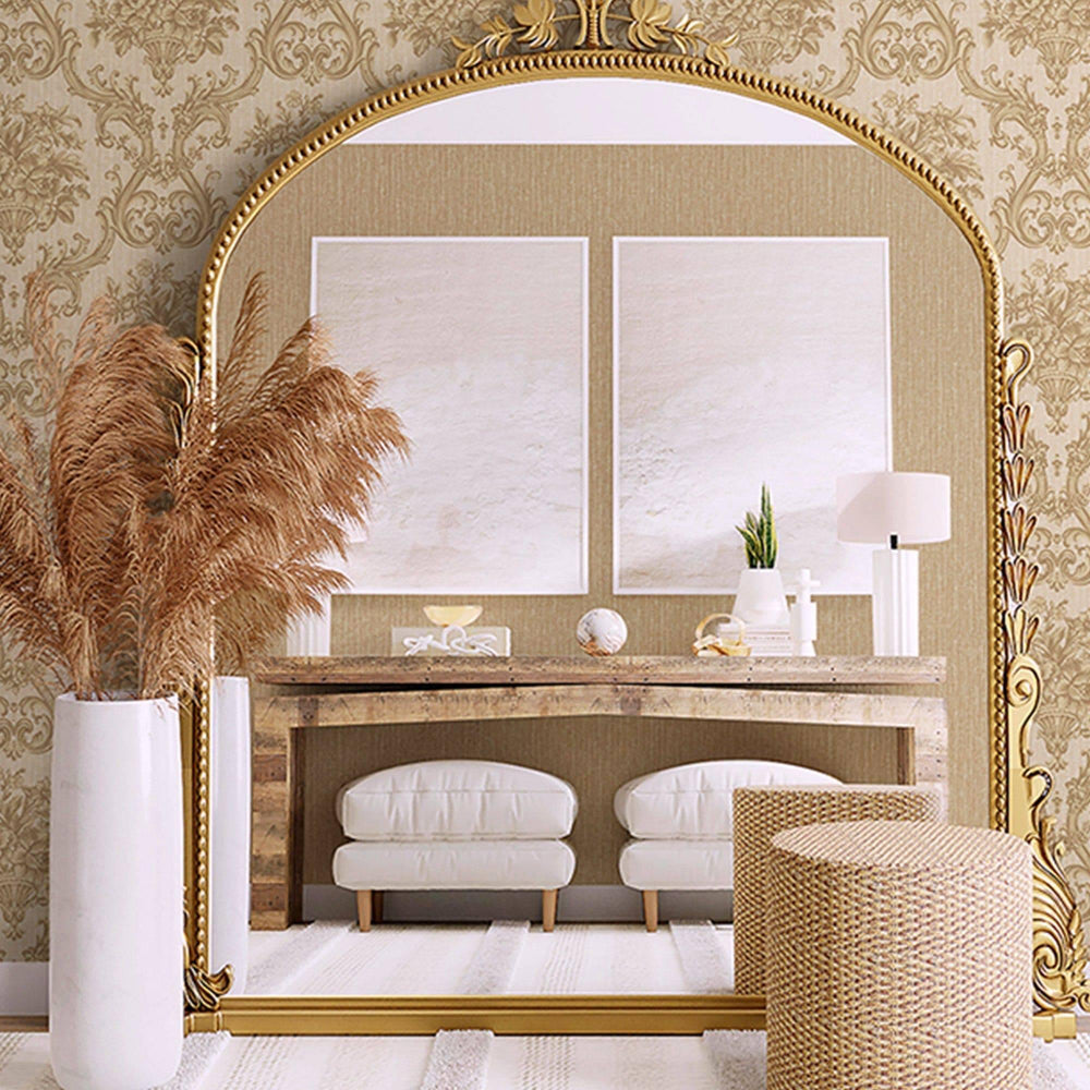 Luxury Gold Damask Textured 3D Embossed Wallpaper, Victorian Non-Woven Wall Covering, 41.7"W x 398"H, Washable Removable for 