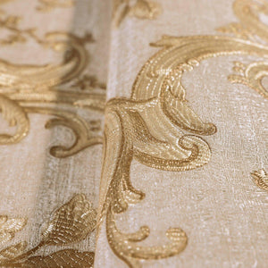 Luxury Gold Damask Textured 3D Embossed Wallpaper, Victorian Non-Woven Wall Covering, 41.7"W x 398"H, Washable Removable for 