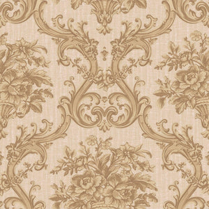 Luxury Gold Damask Textured 3D Embossed Wallpaper, Victorian Non-Woven Wall Covering, 41.7"W x 398"H, Washable Removable for 