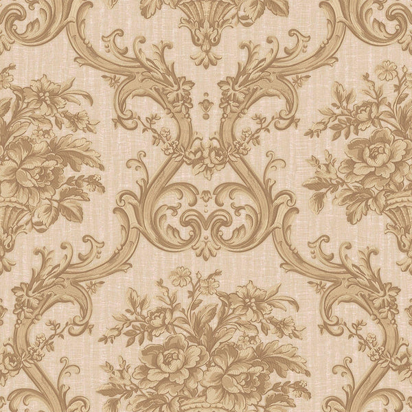 Luxury Gold Damask Textured 3D Embossed Wallpaper, Victorian Non-Woven Wall Covering, 41.7"W x 398"H, Washable Removable for 