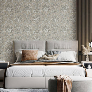 Luxury Silver Damask Textured 3D Embossed Wallpaper, Premium Non-Woven Wall Covering, 41.7"W x 398"H, Washable Removable for 